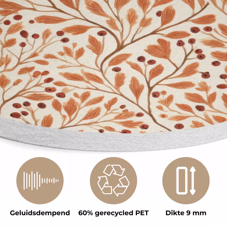 Bladeren - Botanisch - Terracotta Akoestische PET Vilt - Rond klein 838 -closeup_NL
