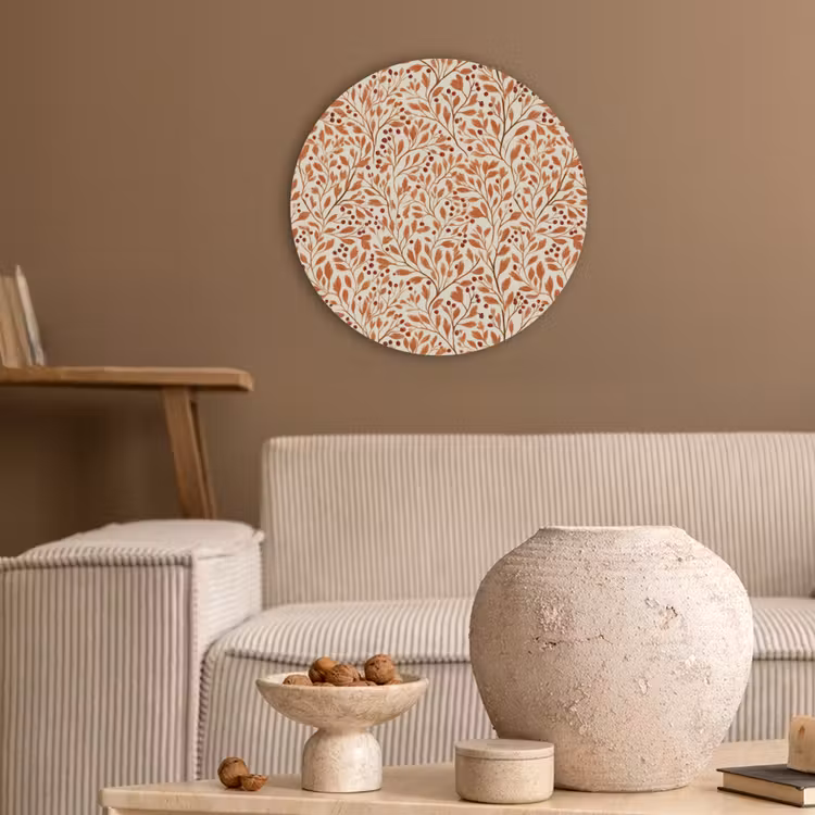 Bladeren - Botanisch - Terracotta Akoestische PET Vilt - Rond klein 838 -sfeer1