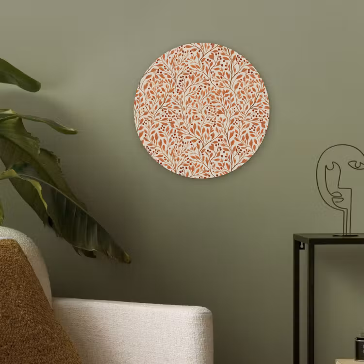 Bladeren - Botanisch - Terracotta Akoestische PET Vilt - Rond klein 838 -sfeer2