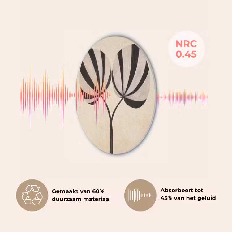 Bladeren - Gestreept - Stengel - Beige Akoestische PET Vilt - Rond klein -USP_NL