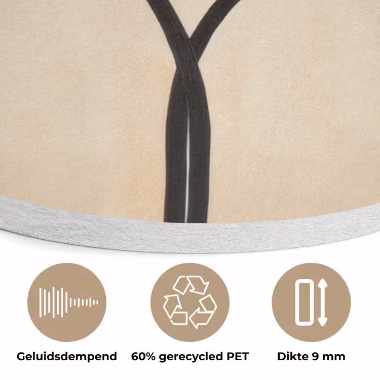 Bladeren - Gestreept - Stengel - Beige Akoestische PET Vilt - Rond klein -closeup_NL
