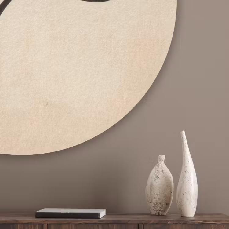 Bladeren - Gestreept - Stengel - Beige Akoestische PET Vilt - Rond klein -sfeer5_closeup
