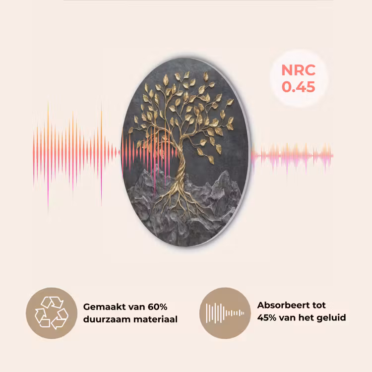 Bladeren - Goud - Boom - Rots Akoestische PET Vilt - Rond klein -USP_NL