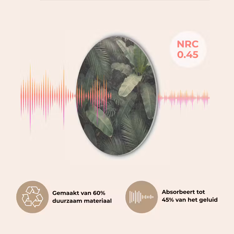 Bladeren - Groen - Tropisch - Natuur Akoestische PET Vilt - Rond klein -USP_NL