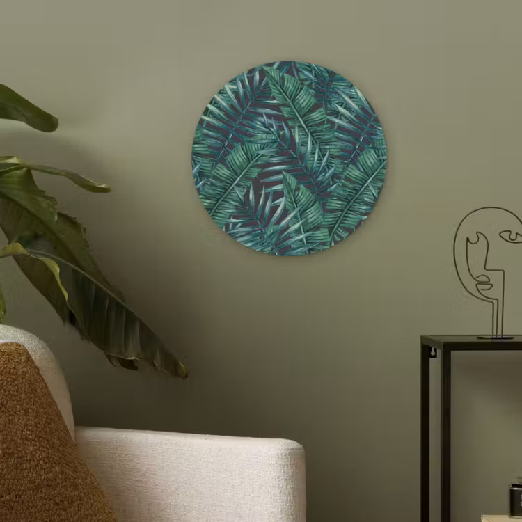 Bladeren - Jungle - Tropical Akoestische PET Vilt - Rond klein -sfeer2