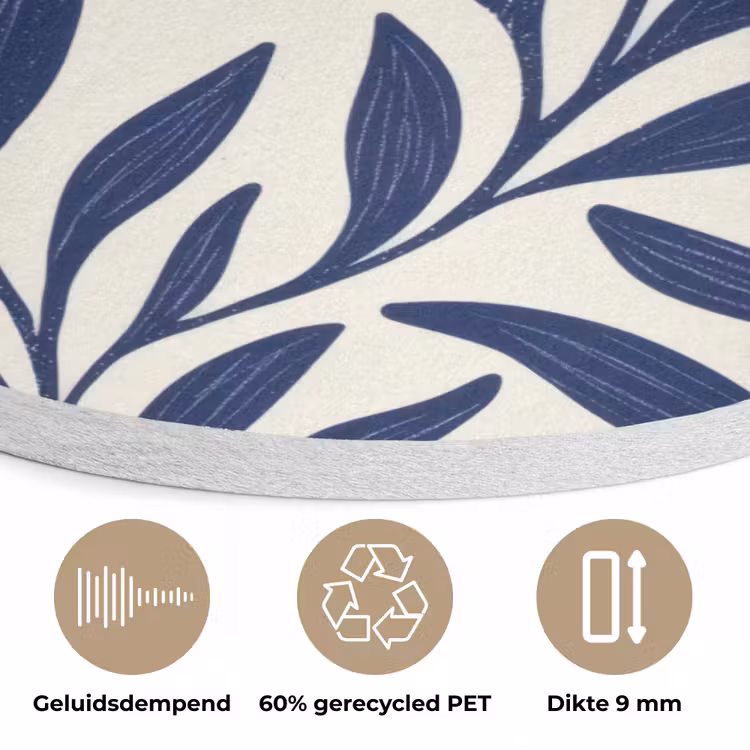 Bladeren - Klimop - Donkerblauw Akoestische PET Vilt - Rond klein -closeup_NL