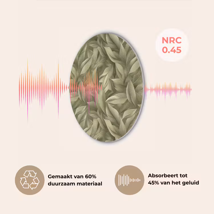 Bladeren - Modern - Groen Akoestische PET Vilt - Rond klein 838 -USP_NL