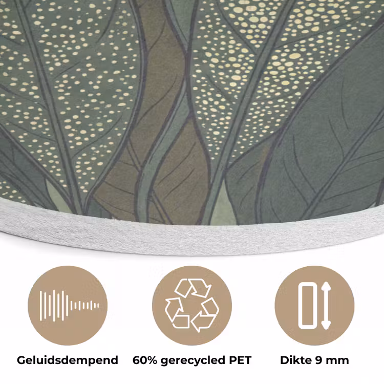 Bladeren - Patroon - Gestippeld - Natuur - Groen Akoestische PET Vilt - Rond klein -closeup_NL