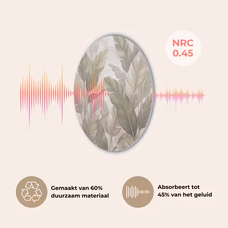 Bladeren - Tropisch - Natuur - Abstract - Beige Akoestische PET Vilt - Rond klein -USP_NL