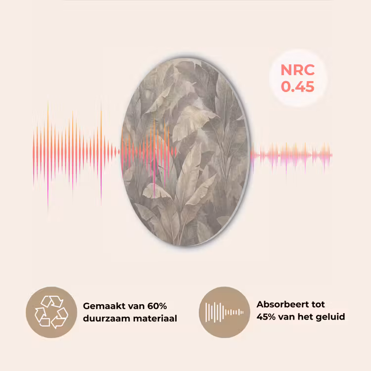 Bladeren - Tropisch - Natuur - Modern - Beige Akoestische PET Vilt - Rond klein -USP_NL