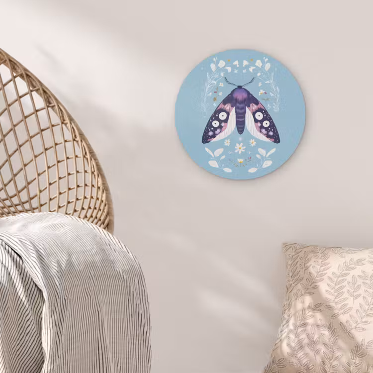 Bladeren - Wit - Vlinder - Insect Akoestische PET Vilt - Rond klein -sfeer4
