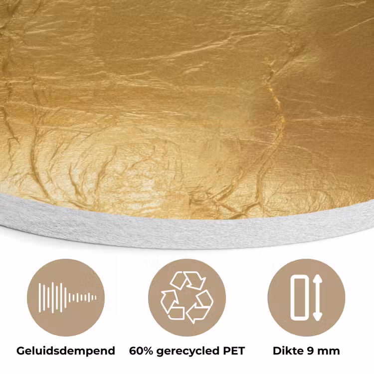 Bladgoud - Vintage - Textuur - Warm Goud Akoestische PET Vilt - Rond klein 838 -closeup_NL