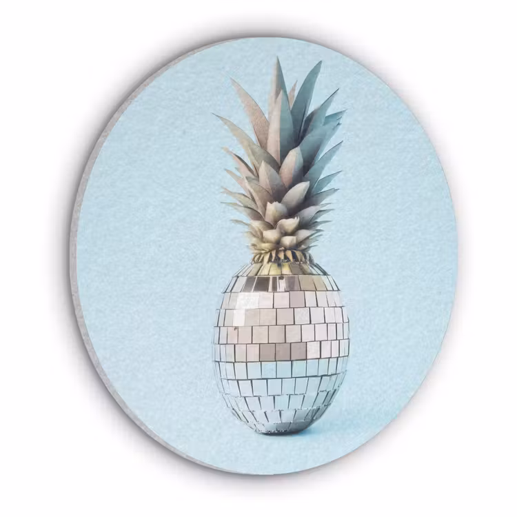 Blauw - Ananas - Disco - Discobal Akoestische PET Vilt - Rond klein -3d