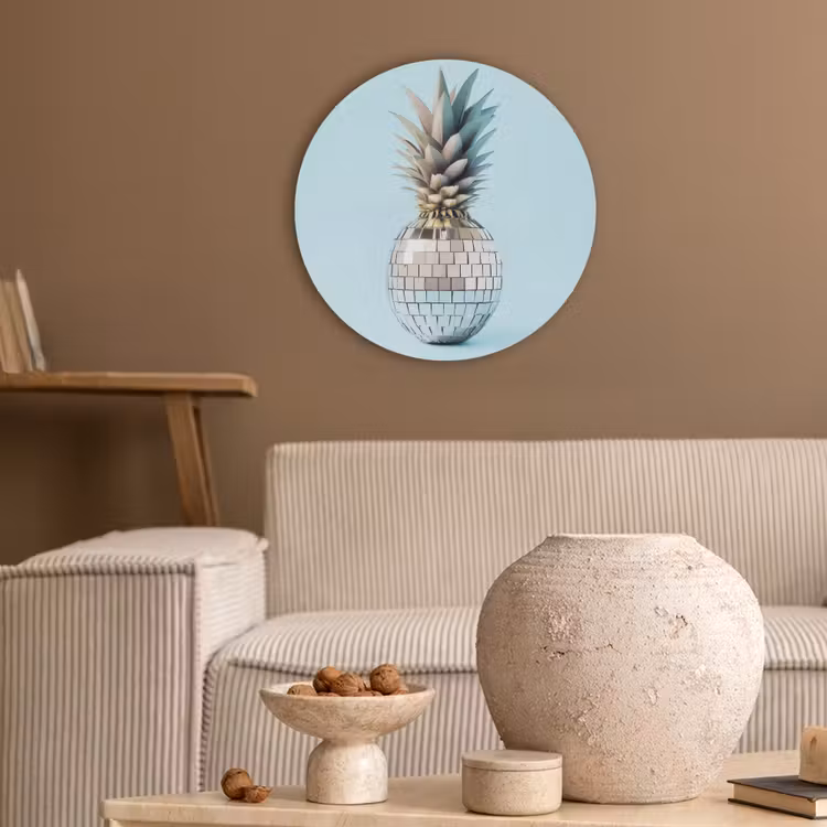 Blauw - Ananas - Disco - Discobal Akoestische PET Vilt - Rond klein -sfeer1