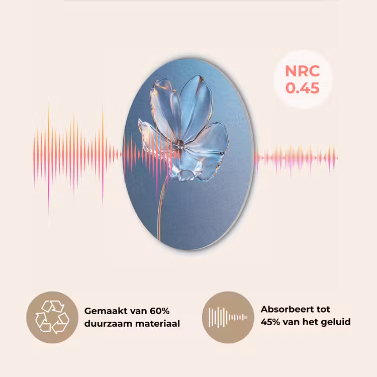 Blauw - Bloem - Glazen - Sierlijk Akoestische PET Vilt - Rond klein -USP_NL