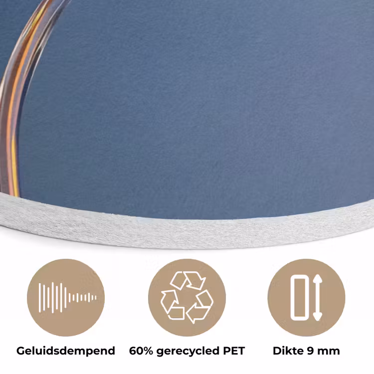 Blauw - Bloem - Glazen - Sierlijk Akoestische PET Vilt - Rond klein -closeup_NL