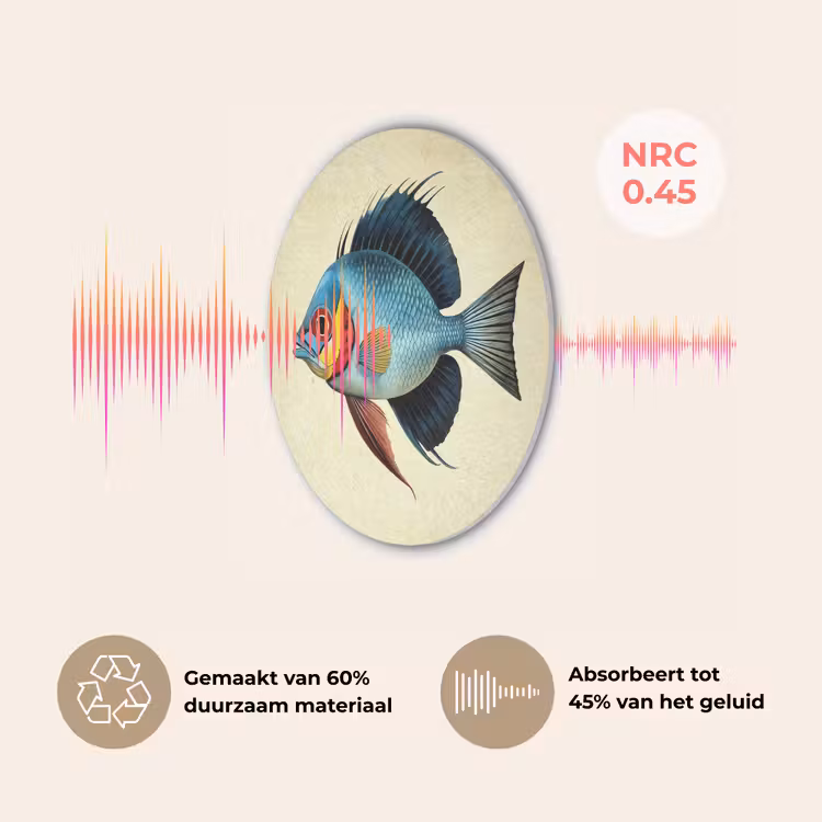 Blauw - Kieuwen - Vis - Illustratie Akoestische PET Vilt - Rond klein -USP_NL