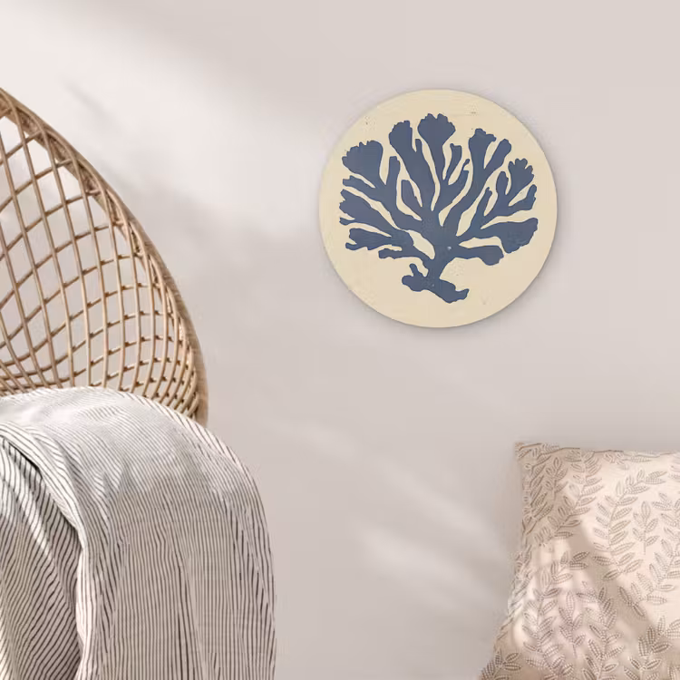 Blauw koraal - Vertakkingen - Beige Akoestische PET Vilt - Rond klein -sfeer4