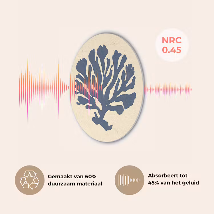 Blauw koraal - Vertakkingen - Beige Akoestische PET Vilt - Rond klein -USP_NL