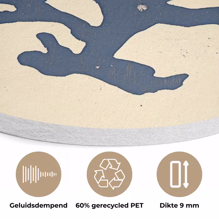 Blauw koraal - Vertakkingen - Beige Akoestische PET Vilt - Rond klein -closeup_NL