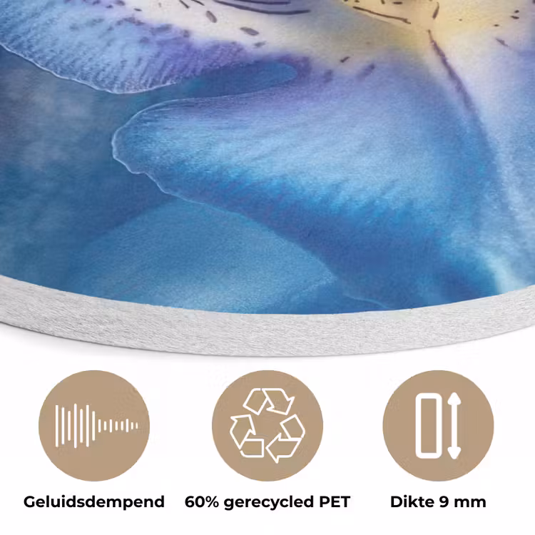Blauw - Orchidee - Elegeant Akoestische PET Vilt - Rond klein -closeup_NL