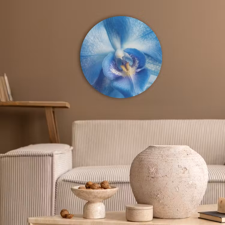 Blauw - Orchidee - Elegeant Akoestische PET Vilt - Rond klein -sfeer1