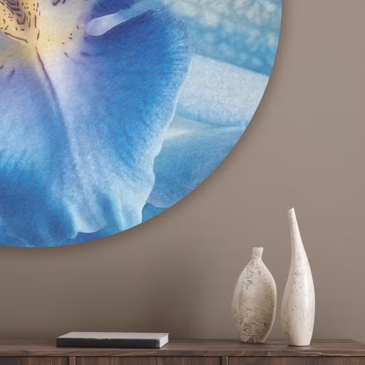 Blauw - Orchidee - Elegeant Akoestische PET Vilt - Rond klein -sfeer5_closeup