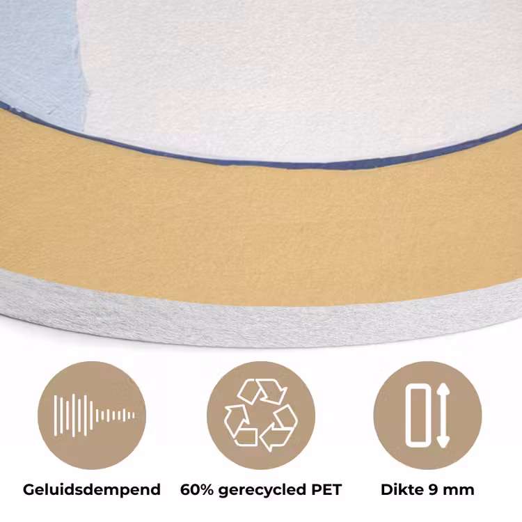 Blikje - Minimalistisch - Blauw - Illustratie Akoestische PET Vilt - Rond klein -closeup_NL