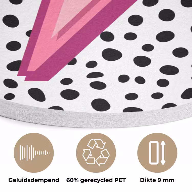 Bliksem - Roze - Stippen Akoestische PET Vilt - Rond klein -closeup_NL