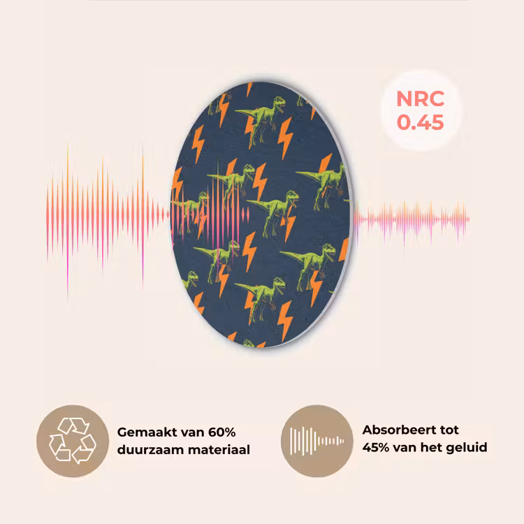 Bliksemschichten - Oranje - Dinosaurussen Akoestische PET Vilt - Rond klein -USP_NL