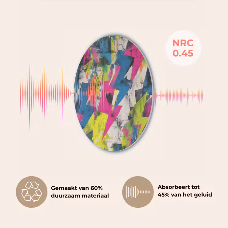 Bliksemschichten - Patroon - Marmer - Kleuren Akoestische PET Vilt - Rond klein -USP_NL