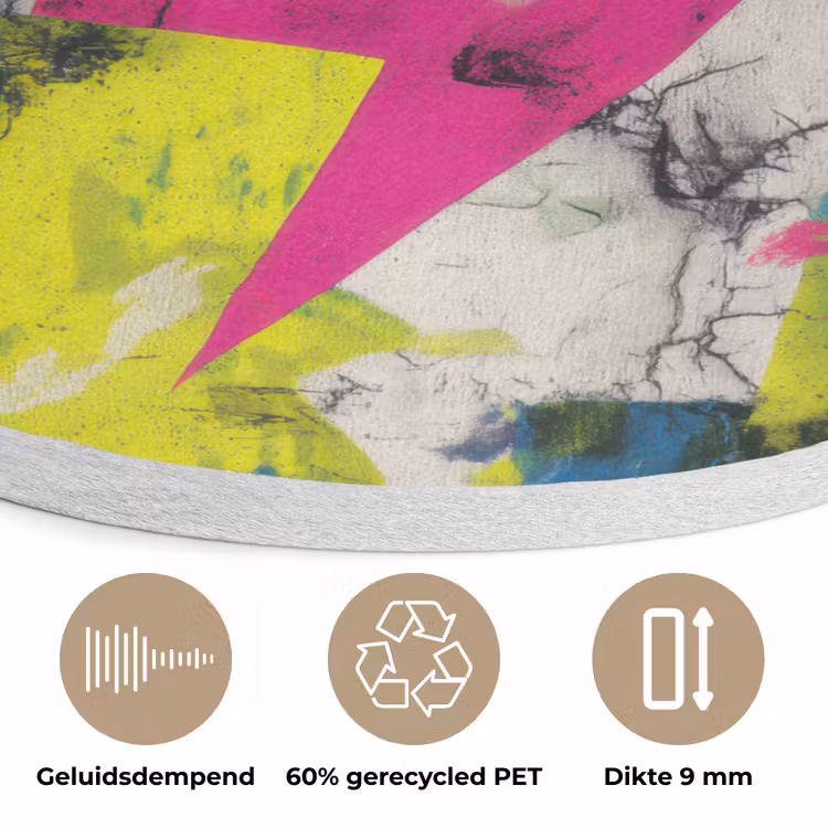 Bliksemschichten - Patroon - Marmer - Kleuren Akoestische PET Vilt - Rond klein -closeup_NL