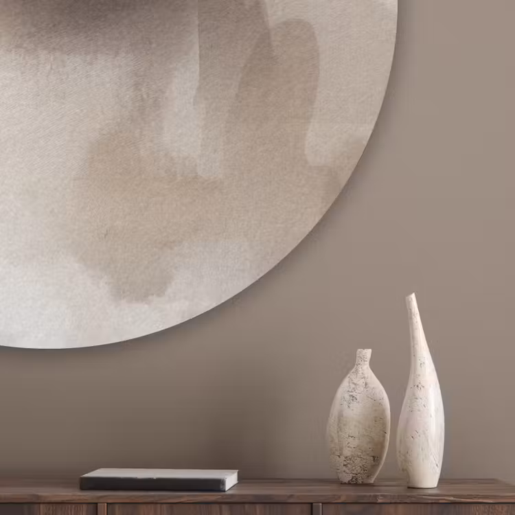 Bloem - Beige - Verf - Schaduw Akoestische PET Vilt - Rond klein -sfeer5_closeup