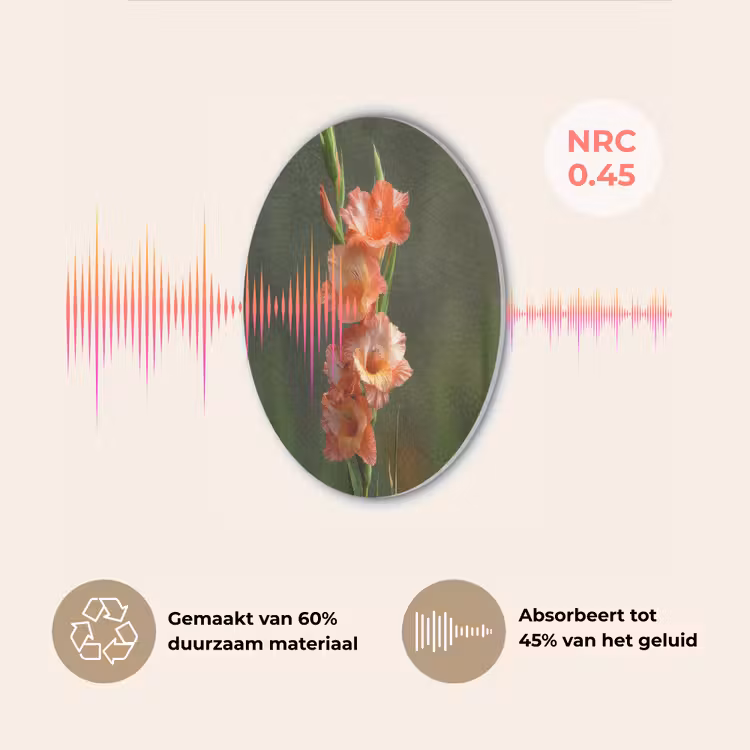 Bloem - Gladiolen - Zalmroze Akoestische PET Vilt - Rond klein -USP_NL