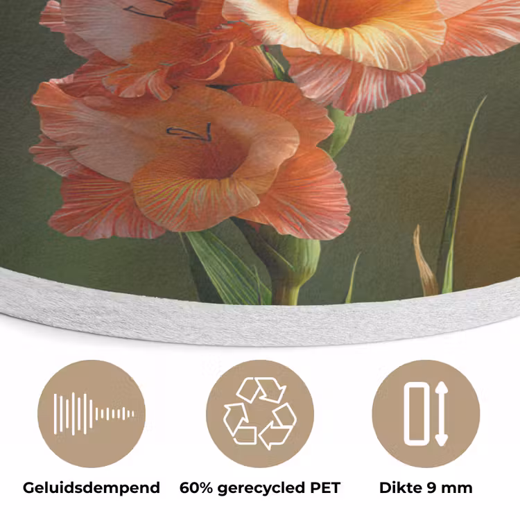 Bloem - Gladiolen - Zalmroze Akoestische PET Vilt - Rond klein -closeup_NL