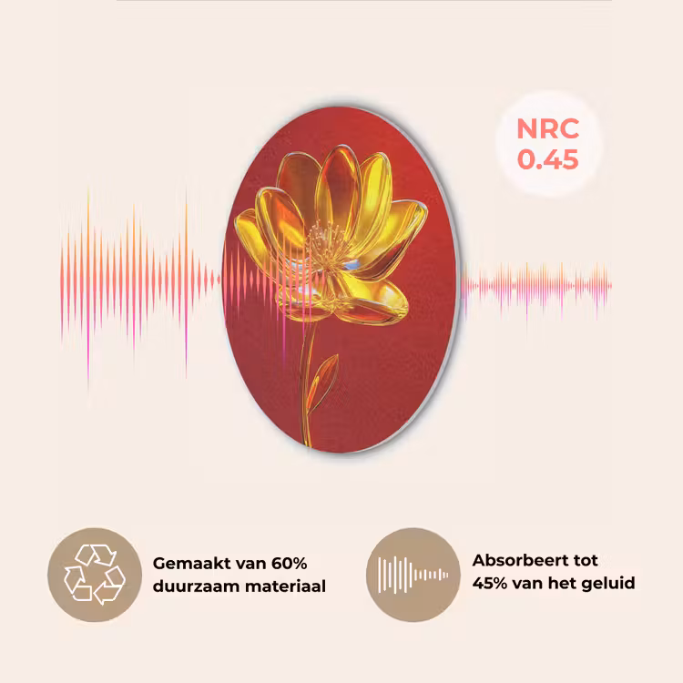 Bloem - Goud - Glazen Akoestische PET Vilt - Rond klein -USP_NL