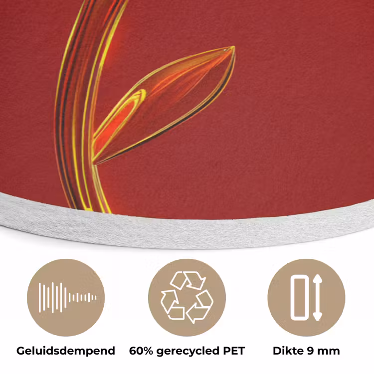 Bloem - Goud - Glazen Akoestische PET Vilt - Rond klein -closeup_NL