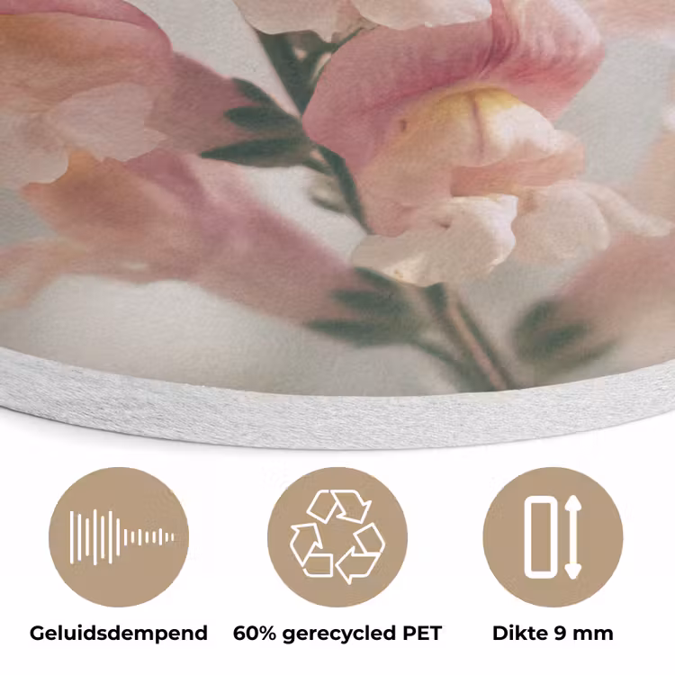 Bloem - Leeuwenbek - Roze - Stengel Akoestische PET Vilt - Rond klein -closeup_NL