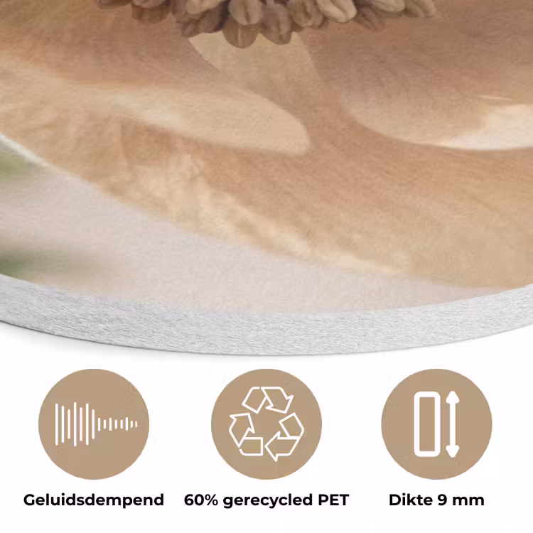 Bloem - Minimalistisch - Groen Akoestische PET Vilt - Rond klein -closeup_NL