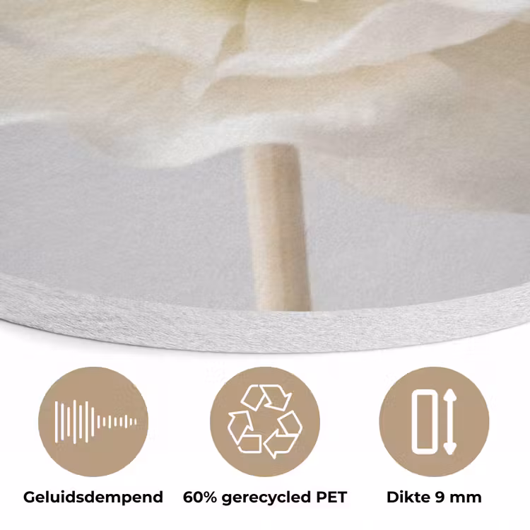 Bloem - Minimalistisch -Wit Akoestische PET Vilt - Rond klein -closeup_NL