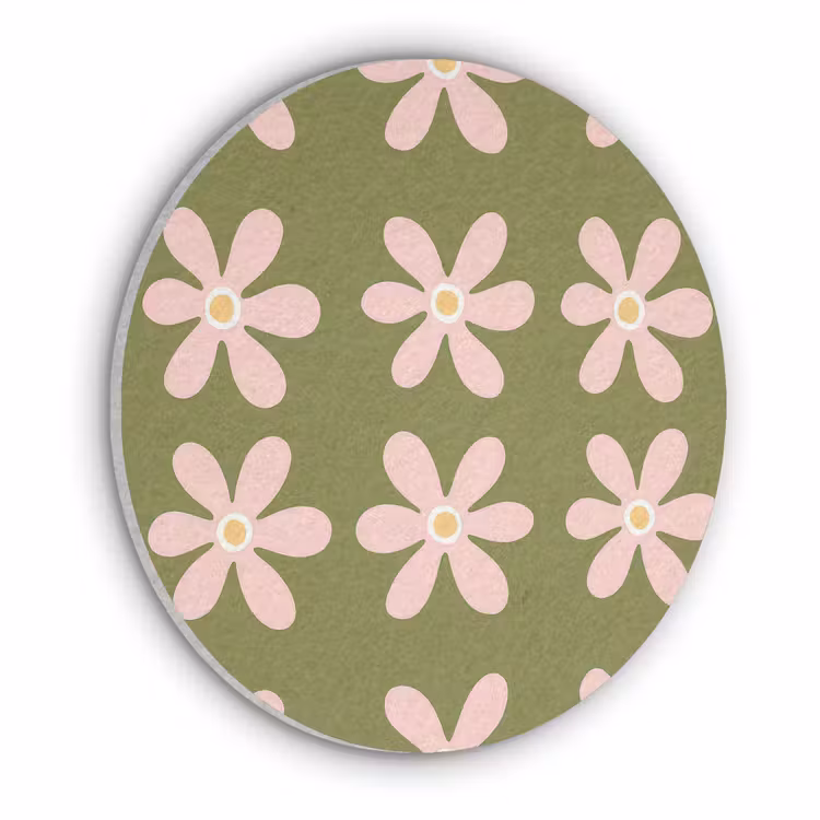 Bloem - Modern - Groen Akoestische PET Vilt - Rond klein 838 -3d