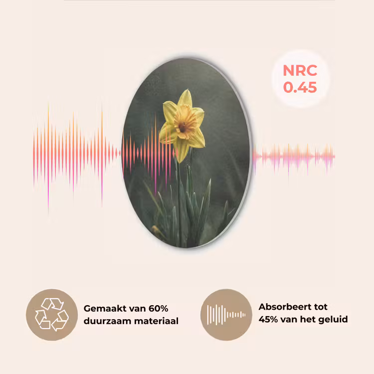 Bloem - Narcis - Gras - Geel Akoestische PET Vilt - Rond klein -USP_NL