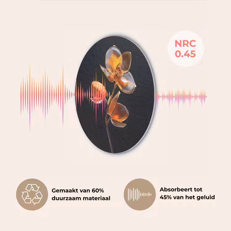 Bloem - Orchidee - Oranje Akoestische PET Vilt - Rond klein -USP_NL