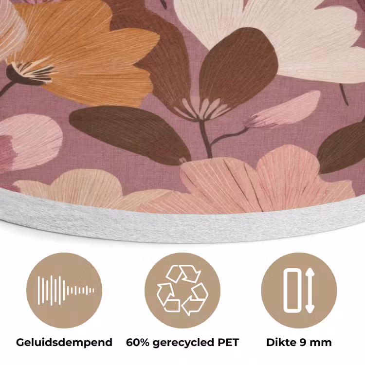Bloem - Patroon - Roze Akoestische PET Vilt - Rond klein 838 -closeup_NL
