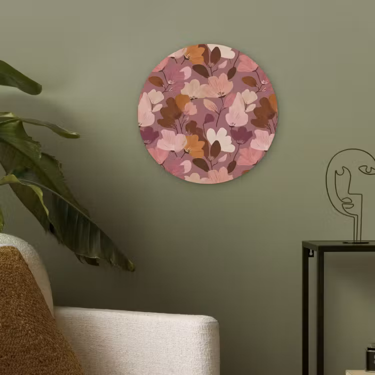 Bloem - Patroon - Roze Akoestische PET Vilt - Rond klein 838 -sfeer2