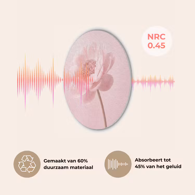 Bloem - Pioenroos - Roze Akoestische PET Vilt - Rond klein -USP_NL