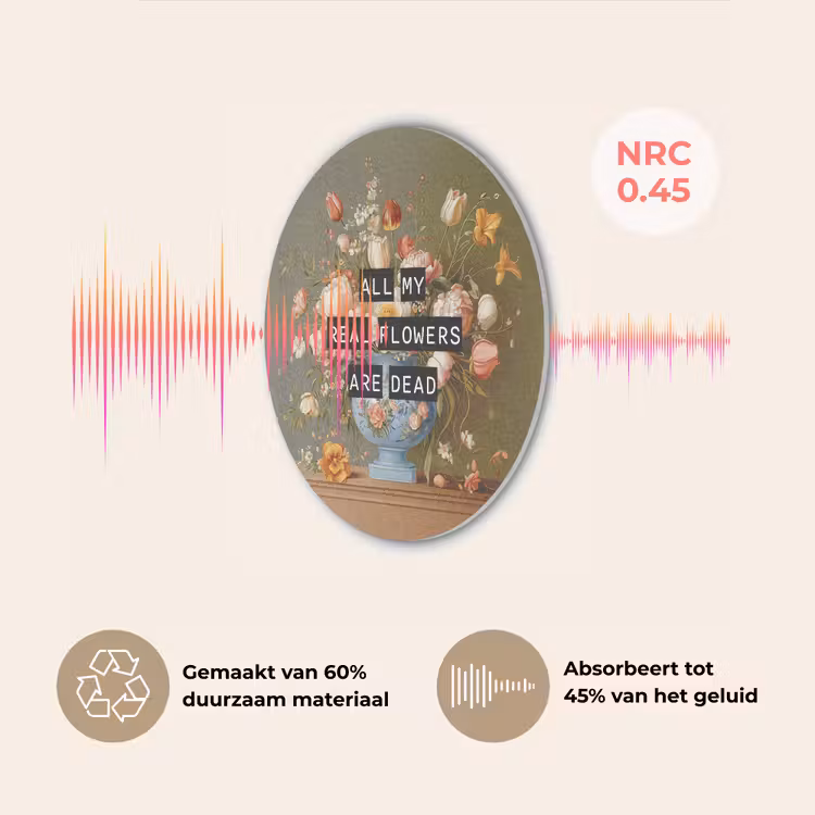 Bloem - Quote - Vintage - Art Akoestische PET Vilt - Rond klein -USP_NL