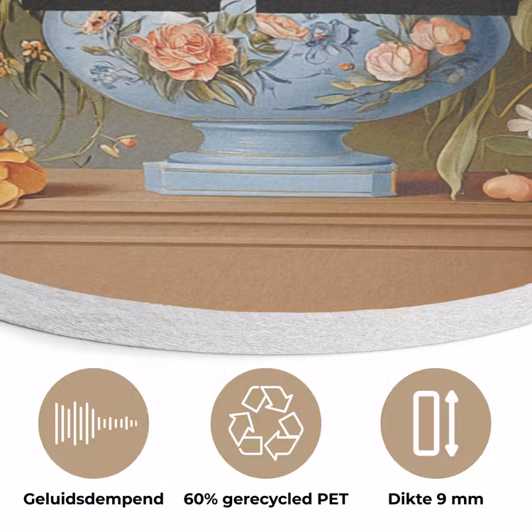Bloem - Quote - Vintage - Art Akoestische PET Vilt - Rond klein -closeup_NL