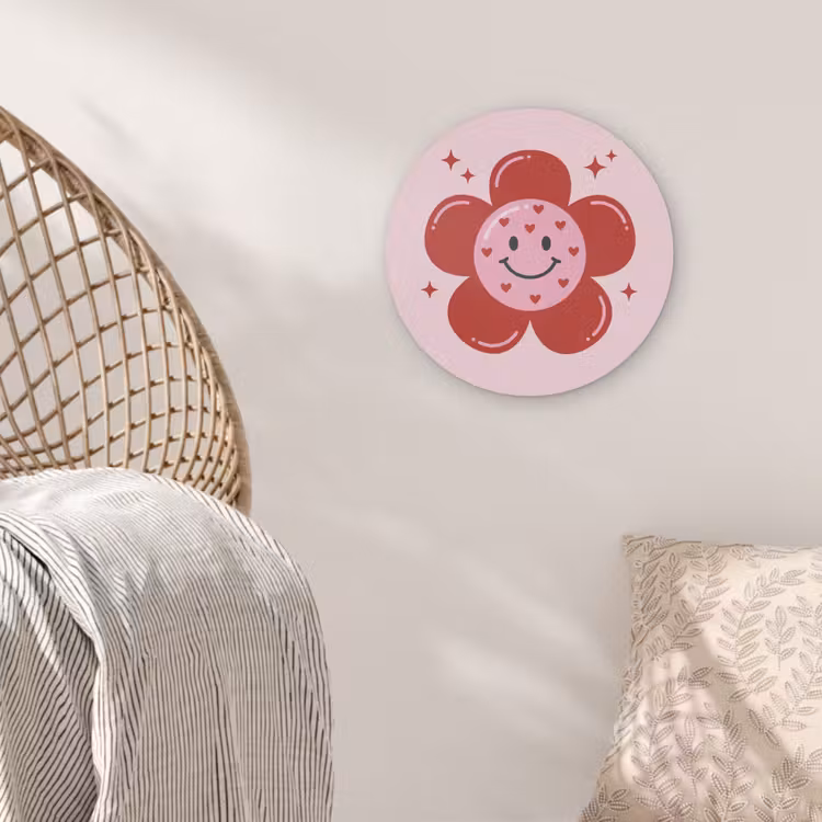 Bloem - Roze - Hartjes Akoestische PET Vilt - Rond klein -sfeer4