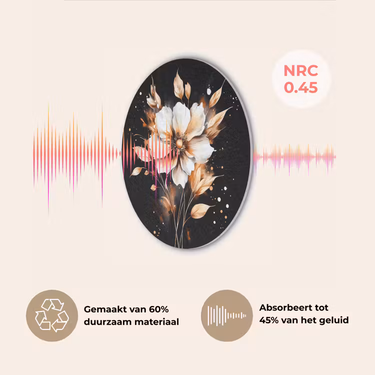 Bloem - Verf - Goud - Graffiti - Modern Akoestische PET Vilt - Rond klein -USP_NL